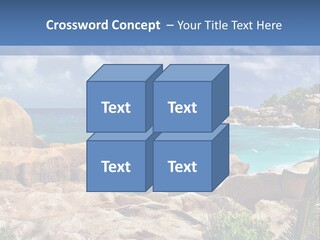 A Rocky Beach With Blue Water And White Clouds PowerPoint Template