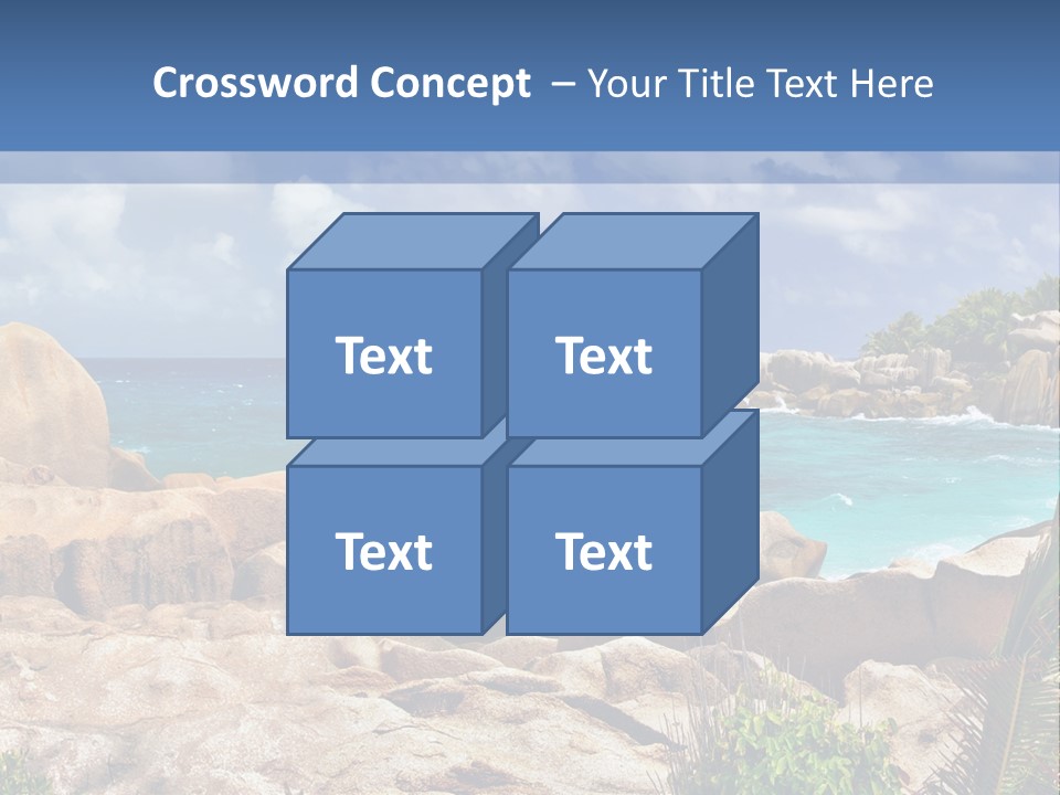 A Rocky Beach With Blue Water And White Clouds PowerPoint Template
