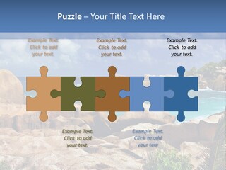 A Rocky Beach With Blue Water And White Clouds PowerPoint Template