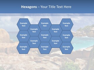 A Rocky Beach With Blue Water And White Clouds PowerPoint Template
