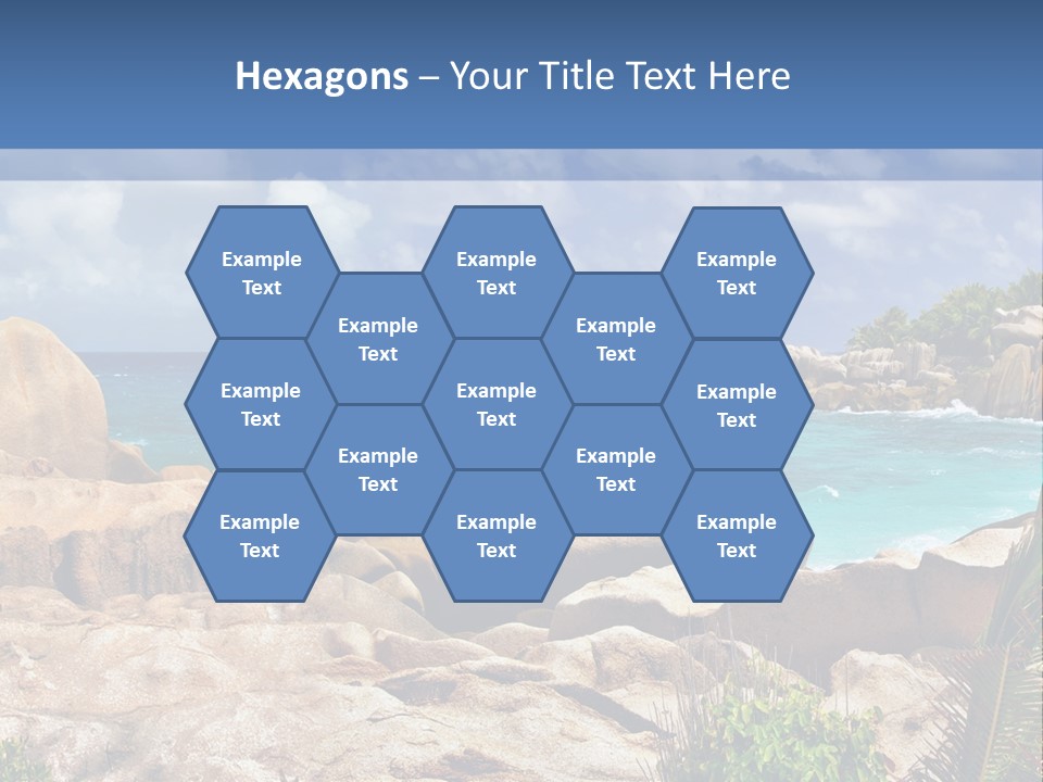 A Rocky Beach With Blue Water And White Clouds PowerPoint Template