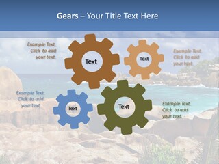 A Rocky Beach With Blue Water And White Clouds PowerPoint Template