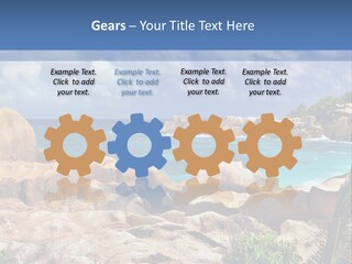 A Rocky Beach With Blue Water And White Clouds PowerPoint Template