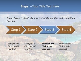 A Rocky Beach With Blue Water And White Clouds PowerPoint Template