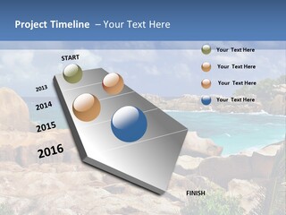 A Rocky Beach With Blue Water And White Clouds PowerPoint Template