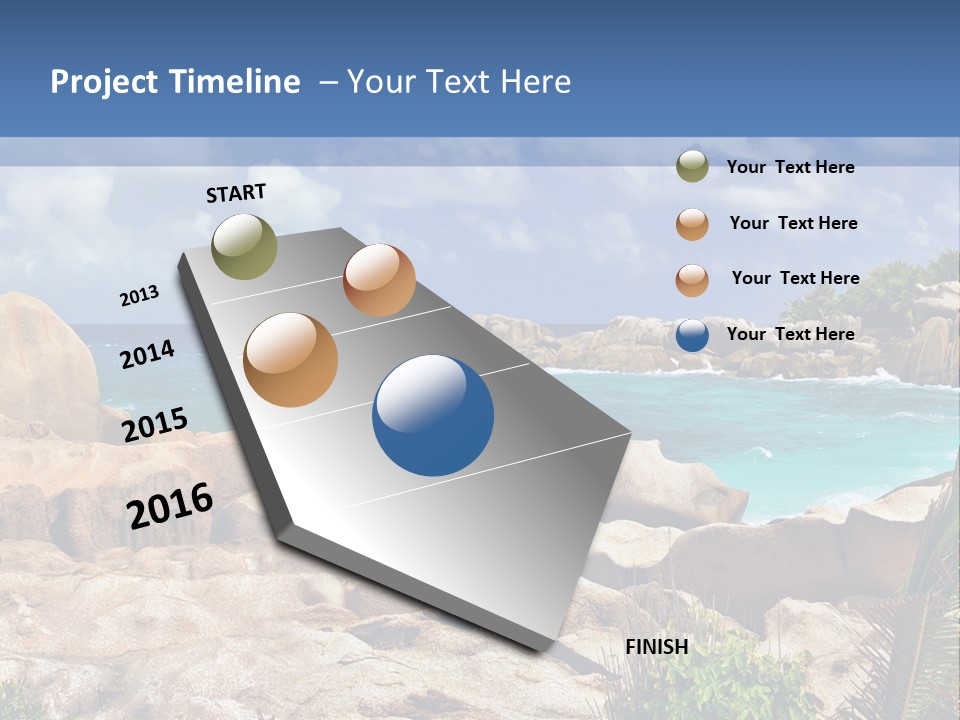 A Rocky Beach With Blue Water And White Clouds PowerPoint Template