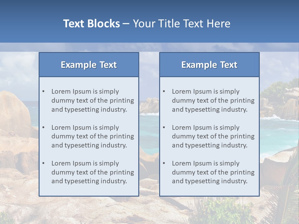 A Rocky Beach With Blue Water And White Clouds PowerPoint Template