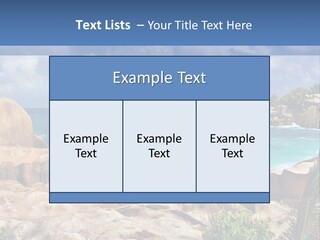 A Rocky Beach With Blue Water And White Clouds PowerPoint Template