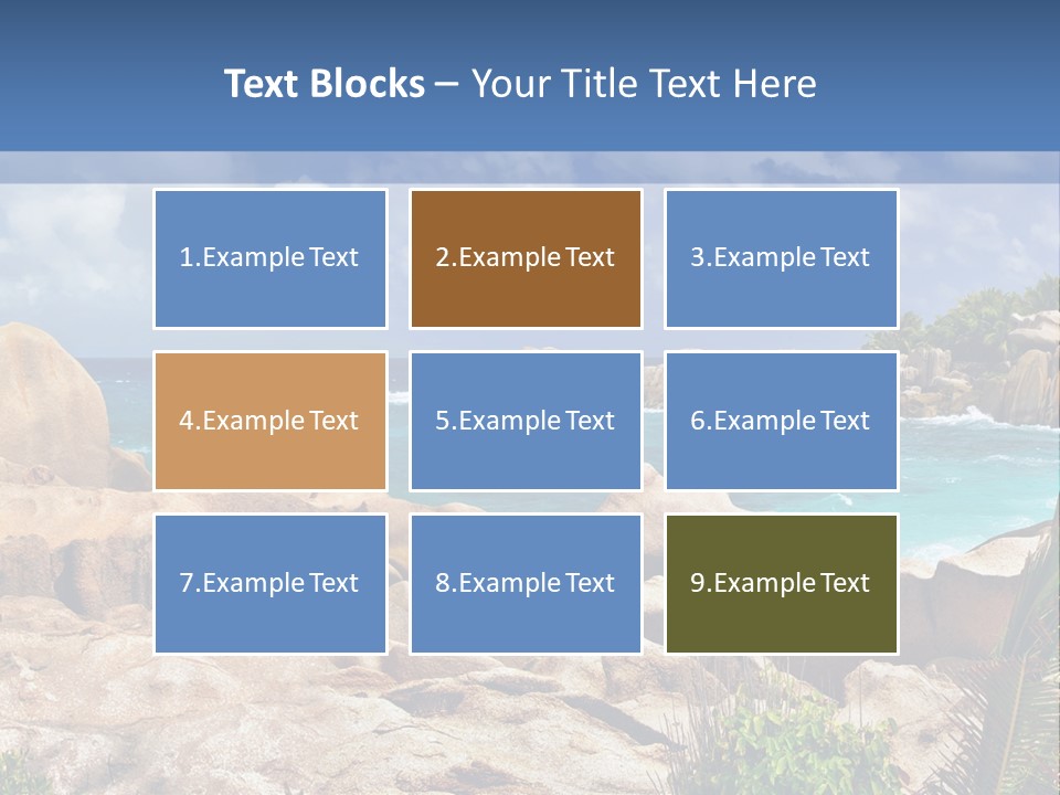 A Rocky Beach With Blue Water And White Clouds PowerPoint Template