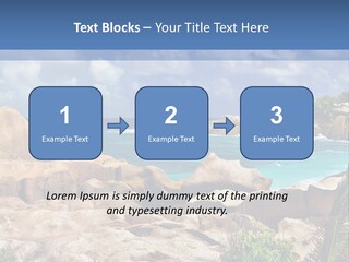 A Rocky Beach With Blue Water And White Clouds PowerPoint Template