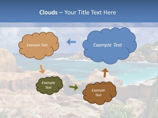 A Rocky Beach With Blue Water And White Clouds PowerPoint Template