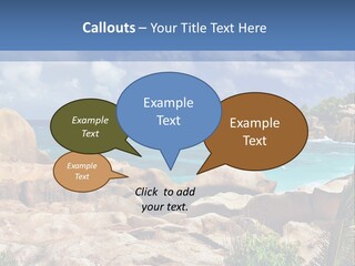 A Rocky Beach With Blue Water And White Clouds PowerPoint Template