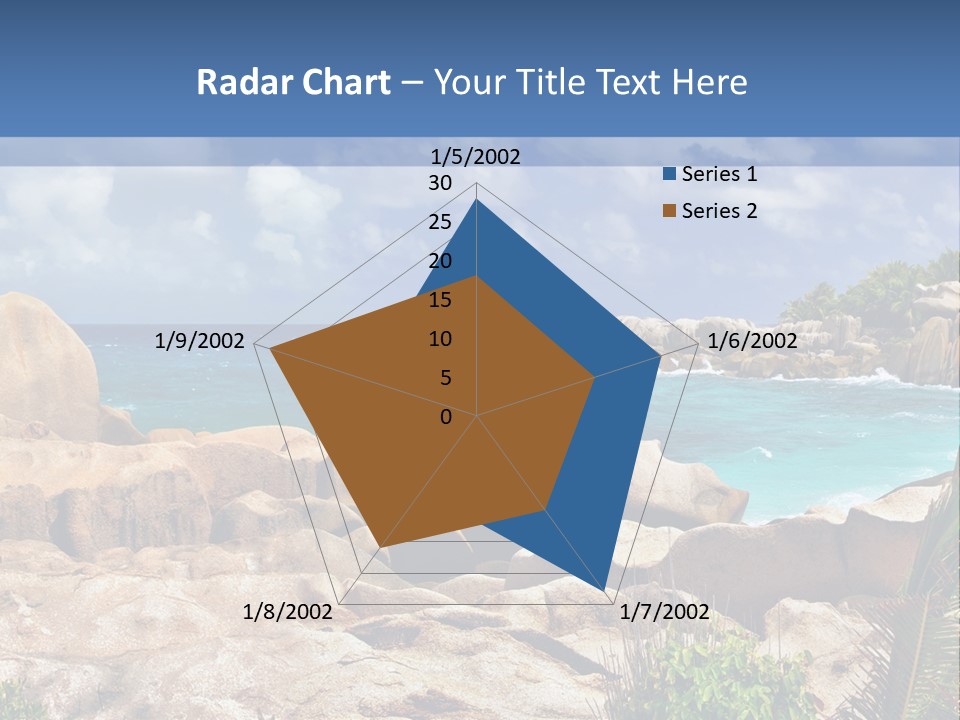 A Rocky Beach With Blue Water And White Clouds PowerPoint Template