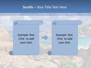 A Rocky Beach With Blue Water And White Clouds PowerPoint Template