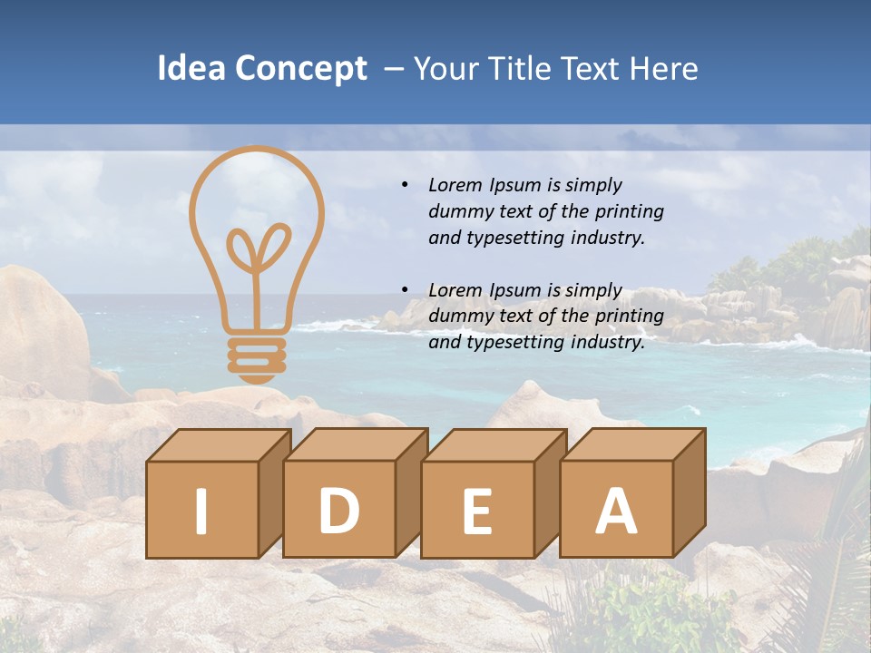 A Rocky Beach With Blue Water And White Clouds PowerPoint Template