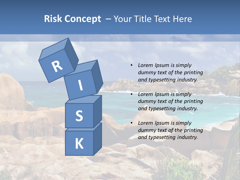 A Rocky Beach With Blue Water And White Clouds PowerPoint Template