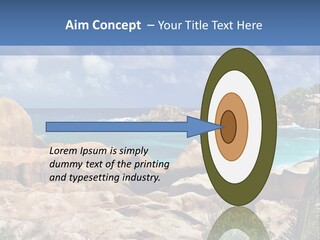 A Rocky Beach With Blue Water And White Clouds PowerPoint Template
