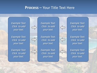 A Rocky Beach With Blue Water And White Clouds PowerPoint Template