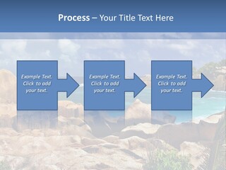 A Rocky Beach With Blue Water And White Clouds PowerPoint Template