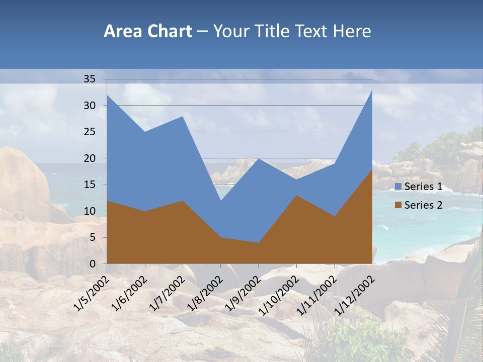 A Rocky Beach With Blue Water And White Clouds PowerPoint Template