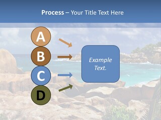 A Rocky Beach With Blue Water And White Clouds PowerPoint Template