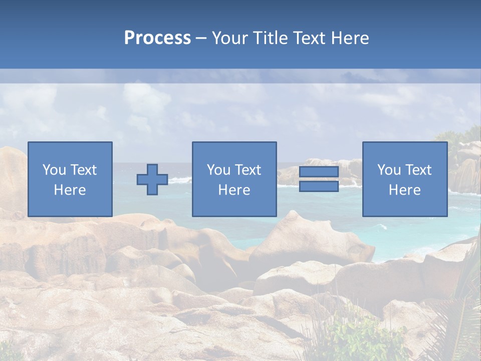 A Rocky Beach With Blue Water And White Clouds PowerPoint Template