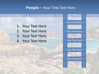 A Rocky Beach With Blue Water And White Clouds PowerPoint Template