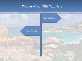 A Rocky Beach With Blue Water And White Clouds PowerPoint Template