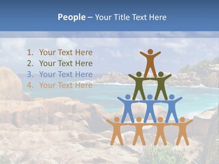 A Rocky Beach With Blue Water And White Clouds PowerPoint Template