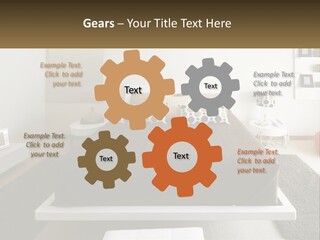 A Bedroom With A Large Bed And A Brown Blanket PowerPoint Template