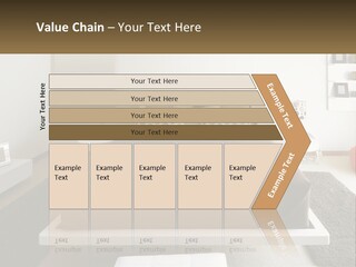 A Bedroom With A Large Bed And A Brown Blanket PowerPoint Template