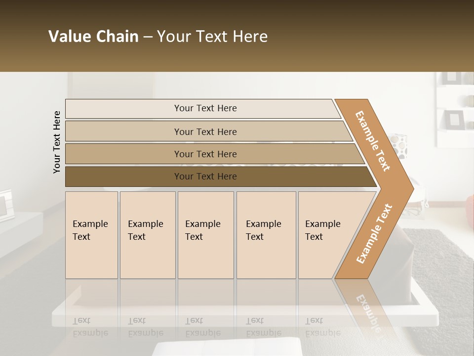 A Bedroom With A Large Bed And A Brown Blanket PowerPoint Template