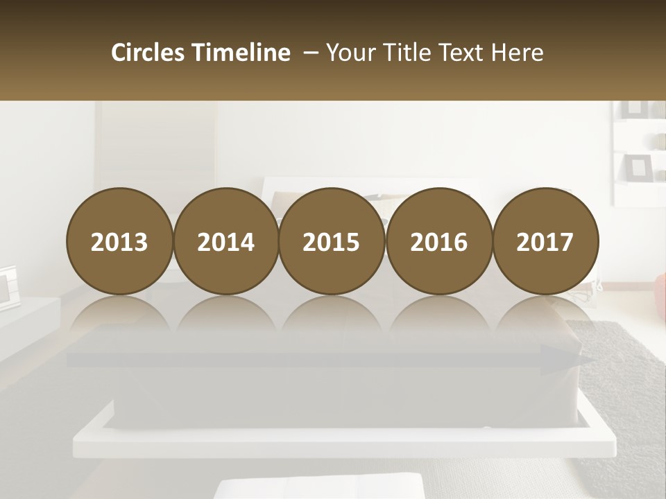 A Bedroom With A Large Bed And A Brown Blanket PowerPoint Template