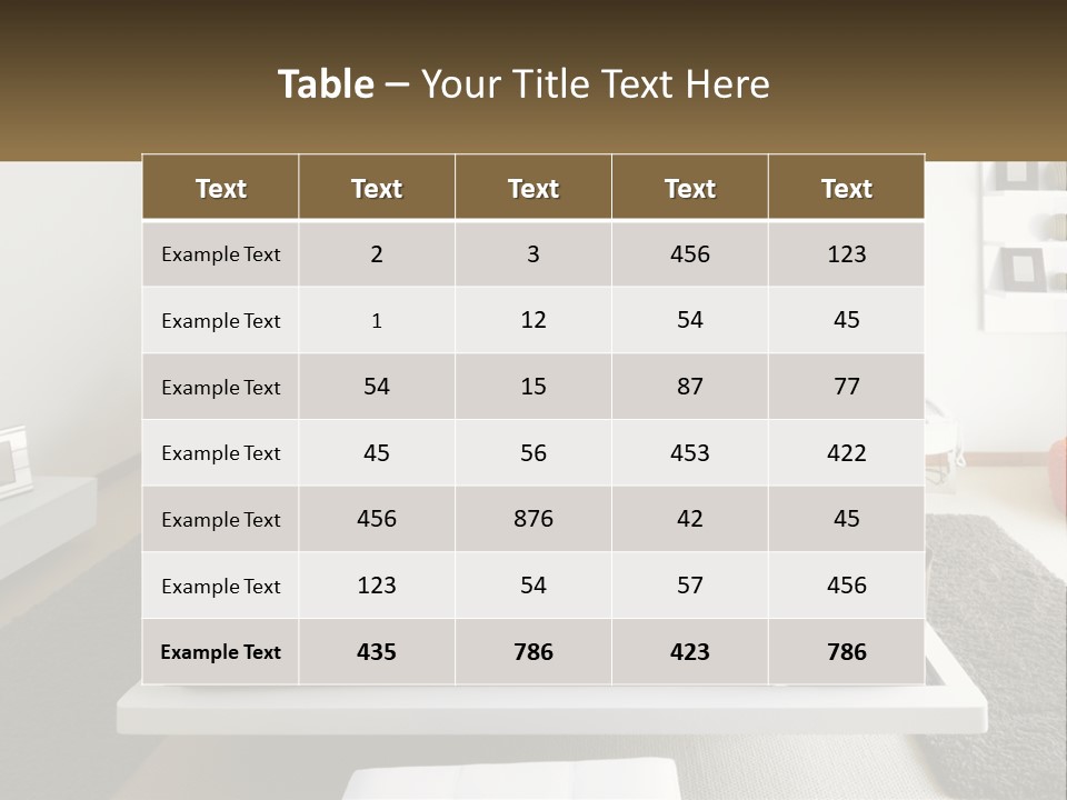 A Bedroom With A Large Bed And A Brown Blanket PowerPoint Template