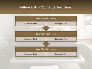 A Bedroom With A Large Bed And A Brown Blanket PowerPoint Template