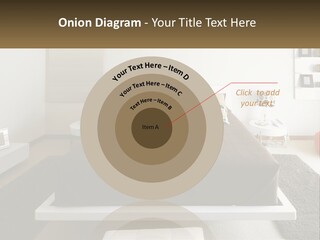 A Bedroom With A Large Bed And A Brown Blanket PowerPoint Template