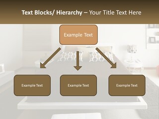 A Bedroom With A Large Bed And A Brown Blanket PowerPoint Template