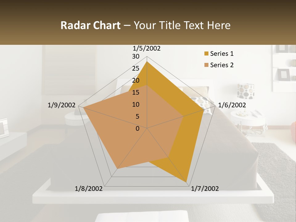 A Bedroom With A Large Bed And A Brown Blanket PowerPoint Template