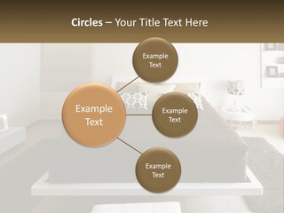 A Bedroom With A Large Bed And A Brown Blanket PowerPoint Template