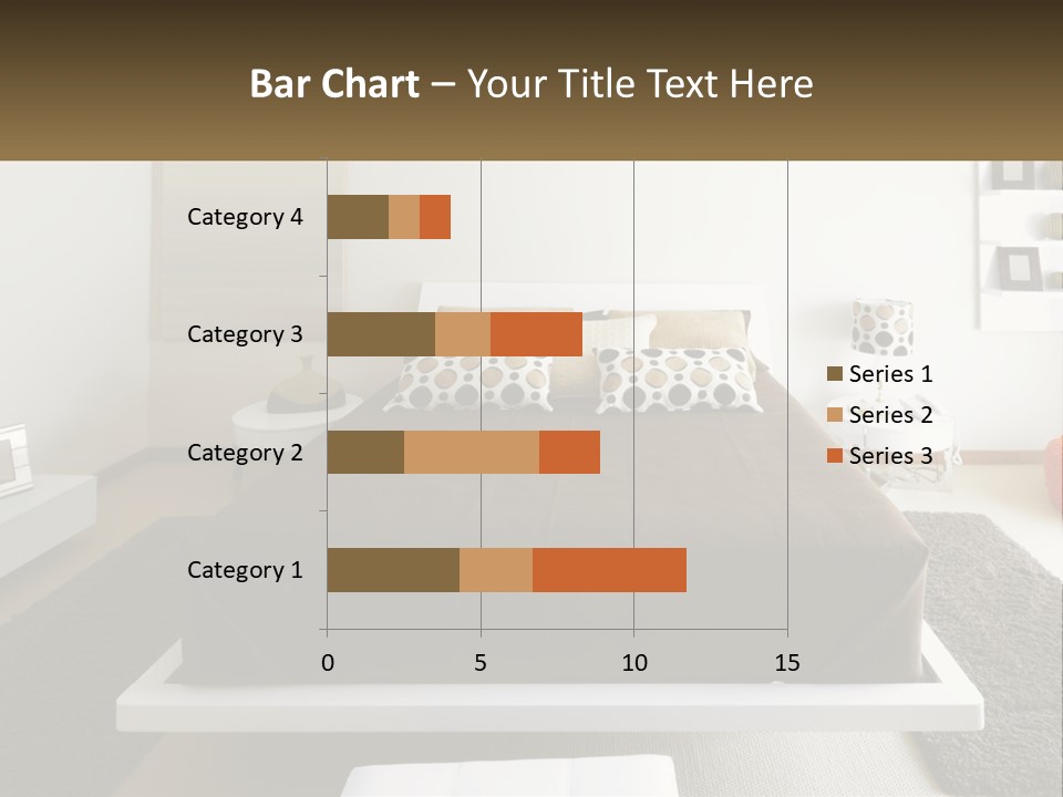 A Bedroom With A Large Bed And A Brown Blanket PowerPoint Template