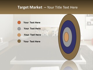 A Bedroom With A Large Bed And A Brown Blanket PowerPoint Template