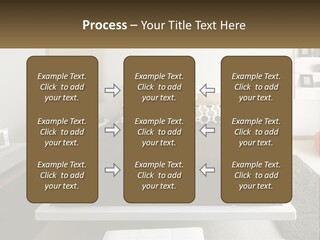 A Bedroom With A Large Bed And A Brown Blanket PowerPoint Template