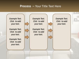 A Bedroom With A Large Bed And A Brown Blanket PowerPoint Template