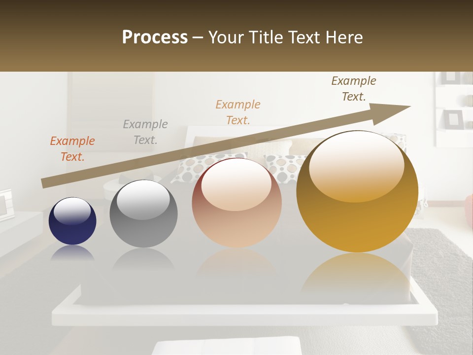 A Bedroom With A Large Bed And A Brown Blanket PowerPoint Template