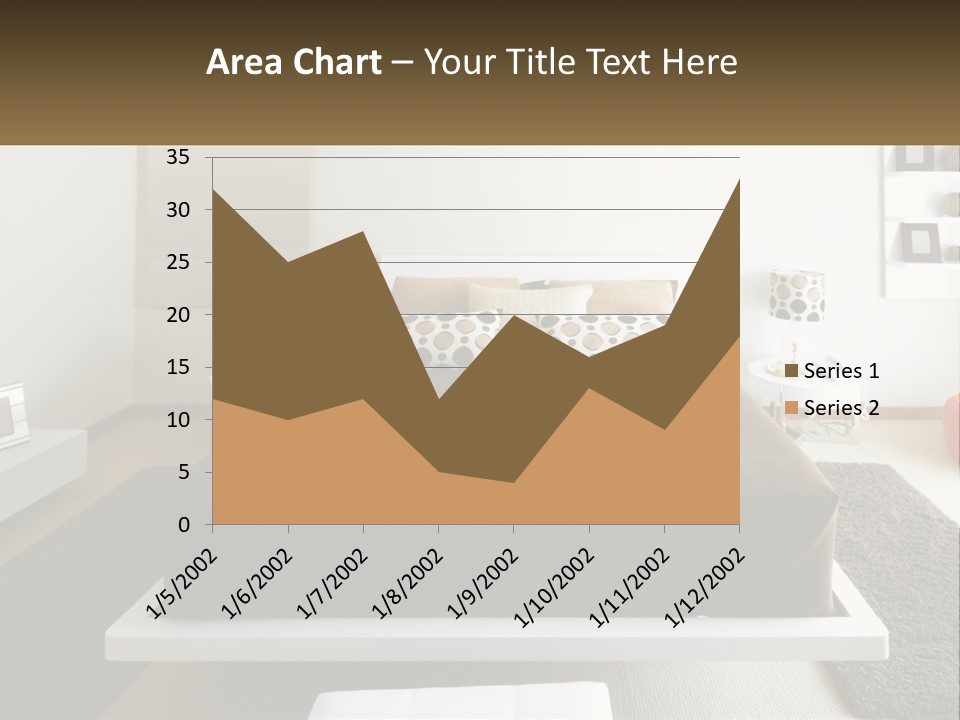 A Bedroom With A Large Bed And A Brown Blanket PowerPoint Template