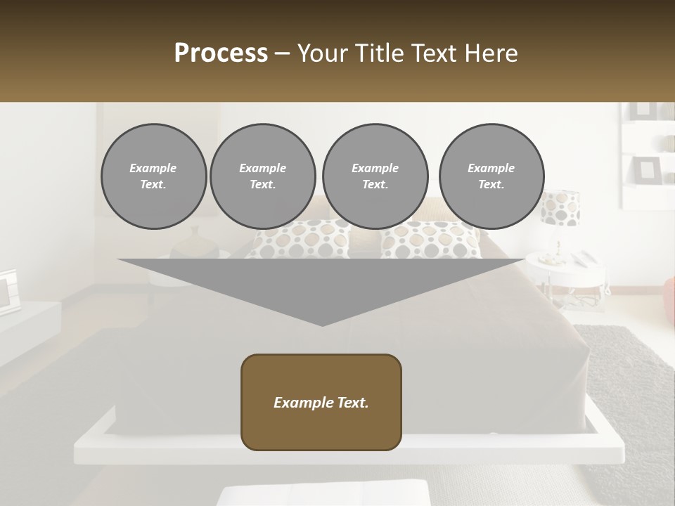 A Bedroom With A Large Bed And A Brown Blanket PowerPoint Template