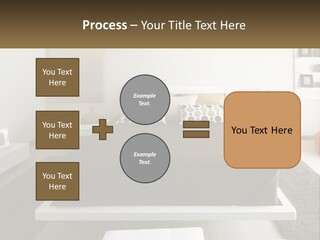 A Bedroom With A Large Bed And A Brown Blanket PowerPoint Template
