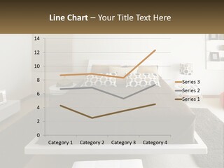 A Bedroom With A Large Bed And A Brown Blanket PowerPoint Template