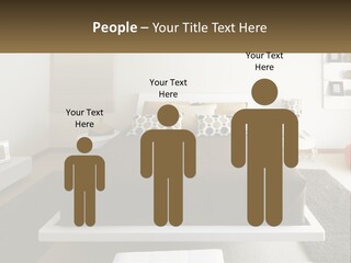 A Bedroom With A Large Bed And A Brown Blanket PowerPoint Template