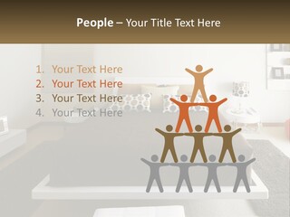 A Bedroom With A Large Bed And A Brown Blanket PowerPoint Template